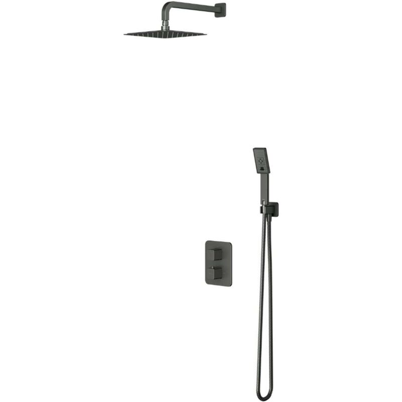 Omnires Parma - Set de douche avec mitigeur encastré, avec corps d'encastrement, 20x20 cm, 3 jets, graphite SYSPM11GR