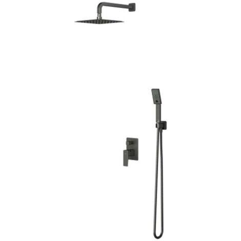 OMNIRES Parma - Set doccia con miscelatore ad incasso, con corpo, 20x20 cm, 3 getti, grafite spazzolata SYSPM10GR