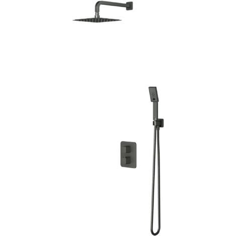 OMNIRES Parma - Set doccia con termostatico ad incasso, con corpo incasso, 20x20 cm, 3 getti, grafite SYSPM11GR