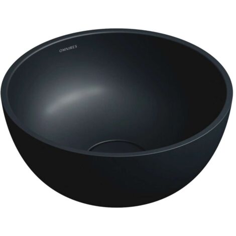 OMNIRES Shell M+ - Aufsatzwaschbecken, Durchmesser 35 cm, ohne Überlauf, ohne Hahnloch, schwarz matt SHELL350UNBLV