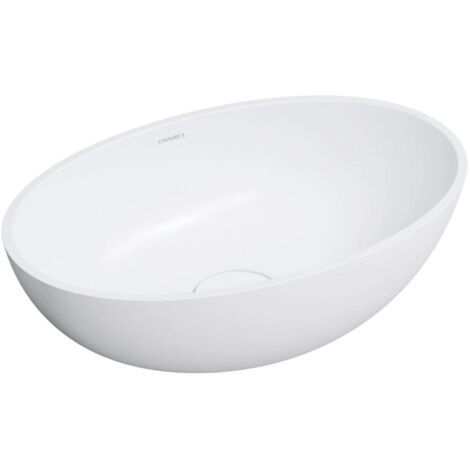 OMNIRES Shell M+ - Lavabo sobre encimera 50x32 cm, sin rebosadero, sin orificio para grifería, blanco mate SHELL500UNBM