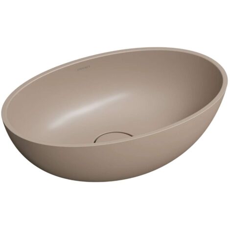 OMNIRES Shell M+ - Lavabo sobre encimera 50x32 cm, sin rebosadero, sin orificio para grifo, beige mate SHELL500UNDB