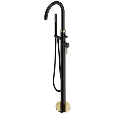 OMNIRES Y - Badewannenarmatur für Bodenmontage, mit Einbaukörper, schwarz/gold Y1233BLGL
