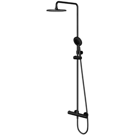 OMNIRES Y - Brauseset mit Thermostat, Durchmesser 23 cm, 3 Strahlarten, schwarz matt Y1244NBL