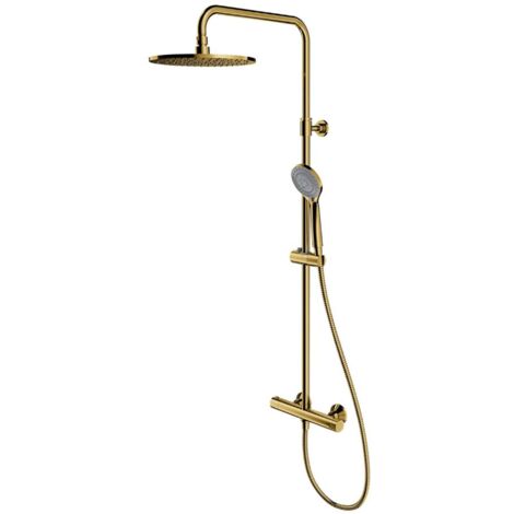OMNIRES Y - Brauseset mit Thermostat, Durchmesser 25 cm, 5 Strahlarten, Gold Y1244LUXLGL