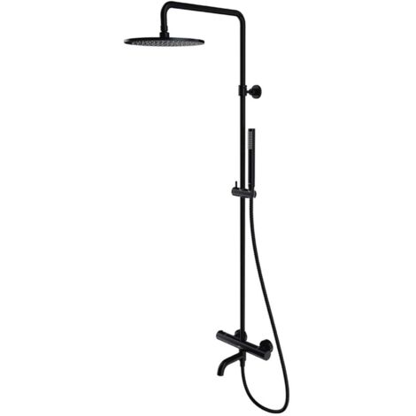 OMNIRES Y - Conjunto de ducha con termostato para bañera, diámetro 25 cm, negro Y1234BL