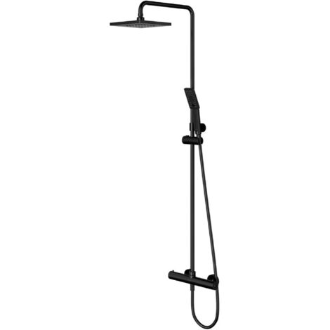 OMNIRES Y - Duschset mit Thermostat, 20x20 cm, 3 Strahlarten, schwarz matt Y1244JBL