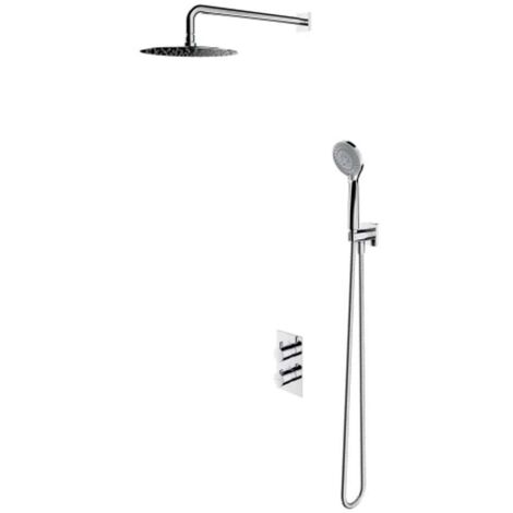OMNIRES Y - Duschset mit Unterputz-Thermostat, mit Einbaukörper, Durchmesser 25 cm, 5 Strahlarten, Chrom SYSYT01XCR