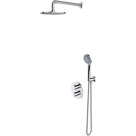 OMNIRES Y - Duschset mit Unterputz-Thermostat, mit Einbaukörper, Durchmesser 25 cm, 5 Strahlarten, Chrom SYSYT05CR