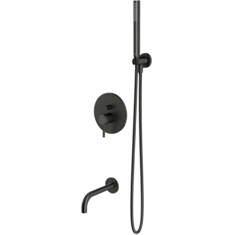OMNIRES Y - Grifería de bañera empotrada, instalación de 3 orificios, con cuerpo, con accesorios, grafito SYSYW01GR