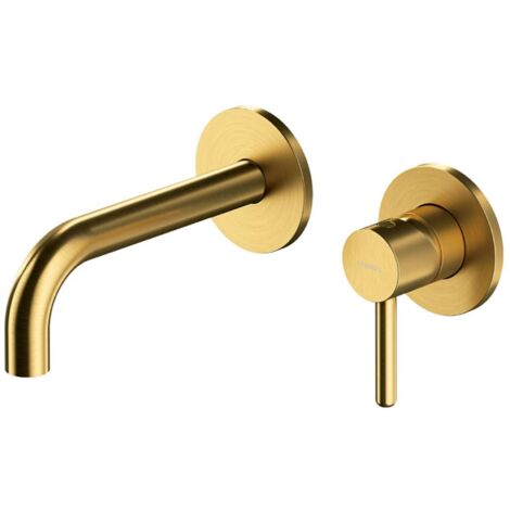 OMNIRES Y - Grifería de lavabo empotrada, instalación de 2 orificios, con cuerpo, oro cepillado Y1215HGLB