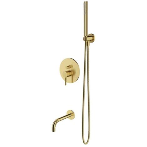 OMNIRES Y - Grifo de bañera empotrado, instalación de 3 orificios, con cuerpo, con accesorios, latón cepillado SYSYW01BSB