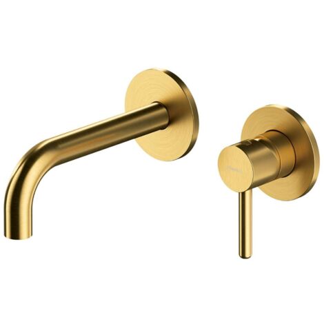 OMNIRES Y - Miscelatore da lavabo ad incasso, installazione 2 fori, con corpo, oro spazzolato Y1215HGLB