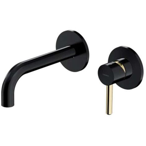 OMNIRES Y - Miscelatore da lavabo ad incasso, installazione a 2 fori, con corpo, nero/oro Y1215HBLGL