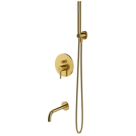 OMNIRES Y - Mitigeur de baignoire encastré, installation 3 trous, avec corps d'encastrement, avec accessoires, doré brossé SYSYW01GLB