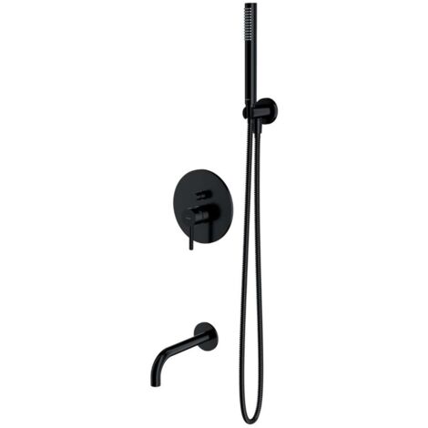 OMNIRES Y - Mitigeur de baignoire encastré, installation 3 trous, avec corps d'encastrement, avec accessoires, noir SYSYW01BL