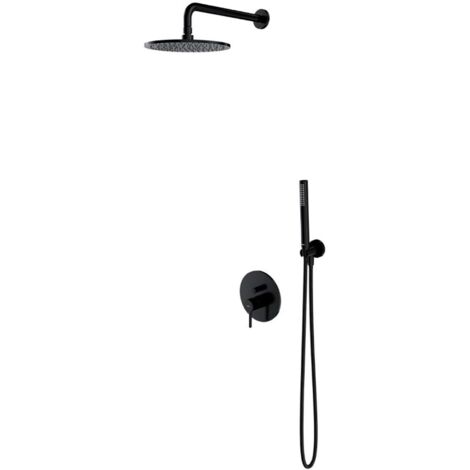 OMNIRES Y - Set de douche avec mitigeur encastré, avec corps d’encastrement, diamètre 25 cm, noir SYSY18BL