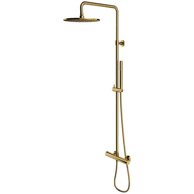 Omnires y - Set de douche avec thermostat, diamètre 25 cm, or brossé Y1244SUGLB
