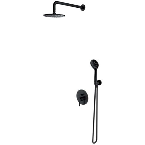 OMNIRES Y - Set doccia da incasso con miscelatore, con corpo incasso, diametro 20 cm, nero SYSY38BL