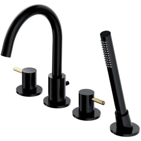 OMNIRES Y - Wannenrandarmatur, 4-Loch Montage, schwarz/gold Y1232BLGL