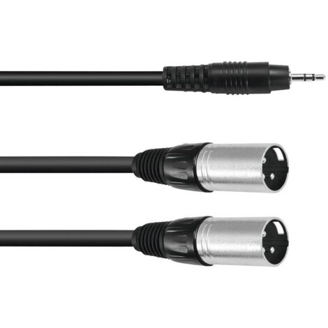 Omnitronic 30225157 XLR Cavo adattatore [1x Spina jack da 3.5 mm - 2x Spina XLR 3 poli] 3.00 m Nero