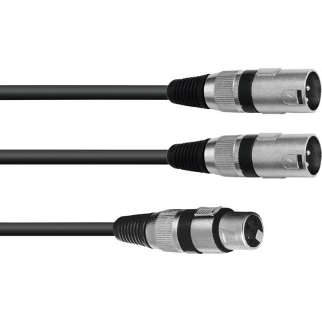 Omnitronic 30225203 XLR Cavo adattatore [1x Presa XLR 3 poli - 2x Spina XLR 3 poli] 0.50 m Nero