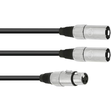 Omnitronic 30225204 XLR Cavo adattatore [1x Presa XLR 3 poli - 2x Spina XLR 3 poli] 1.00 m Nero