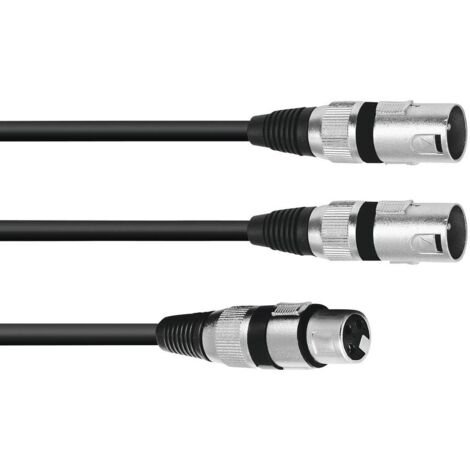 Omnitronic 30225206 XLR Cavo adattatore [1x Presa XLR 3 poli - 2x Spina XLR 3 poli] 3.00 m Nero