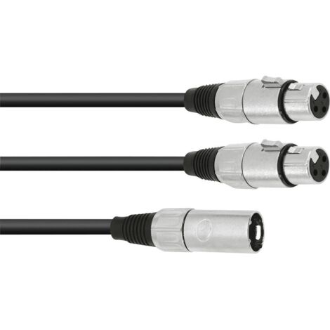 Omnitronic 30225207 XLR Cavo adattatore [1x Spina XLR 3 poli - 2x Presa XLR 3 poli] 0.50 m Nero