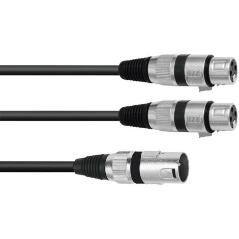 Omnitronic 30225210 XLR Câble adaptateur [1x XLR mâle 3 pôles - 2x XLR femelle 3 pôles] 1.50 m noir