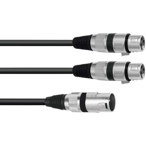 Omnitronic 30225210 XLR Cavo adattatore [1x Spina XLR 3 poli - 2x Presa XLR 3 poli] 1.50 m Nero