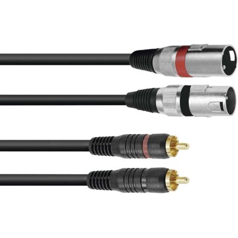 Omnitronic 3022522D XLR Cavo adattatore [2x Spina XLR 3 poli - 2x Spina RCA] 3.00 m Nero
