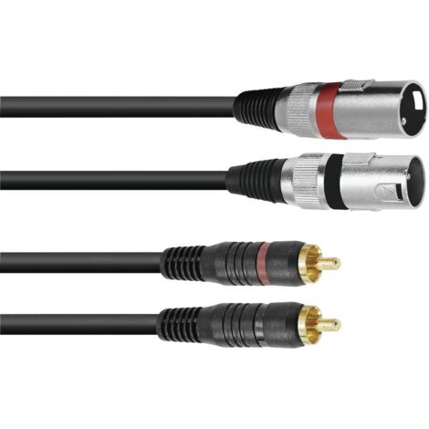 Omnitronic 3022522E XLR Cavo adattatore [2x Spina XLR 3 poli - 2x Spina RCA] 6.00 m Nero