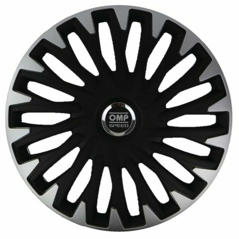 

Tapacubos Stinger Speed Negro Plateado 13' (4 uds) - OMP