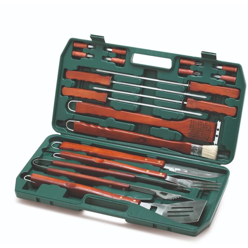01853 Ensemble d'ustensiles de cuisine pour barbecue dans un coffret en acier 12 pièces - Ompagrill