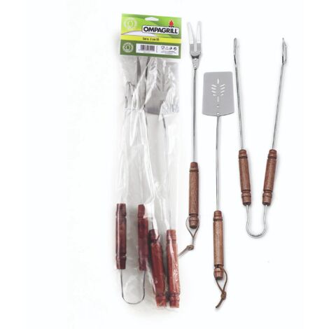 Ompagrill 03550 Ensemble pinces à fourchette et spatule pour barbecue