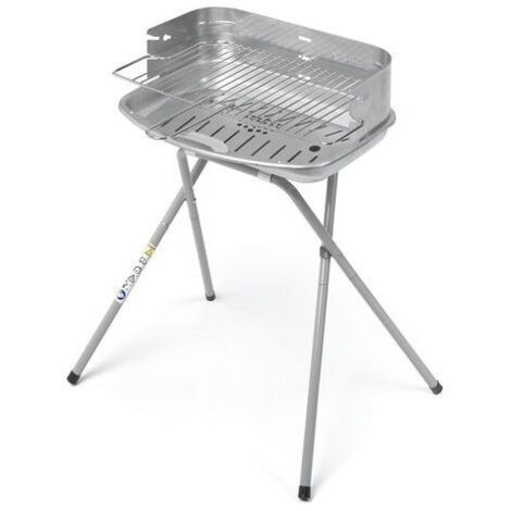 Ompagrill barbecue a carbonella acciaio alluminato argento 48x34 cm 3 posizioni 40098aluminized