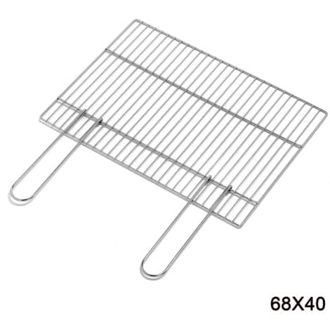 Ompagrill Griglia Per barbecue e Camino Con Manici Richiudibili Dimensione 67 x 40 cm