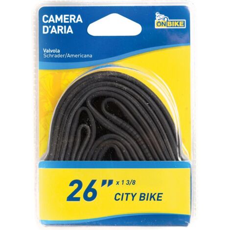ON BIKE Camera d'Aria Bici 26 Pollici con Valvola Americana Nera Alta Bambini