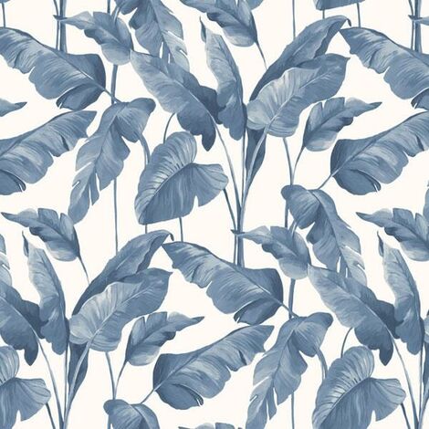 main image of "On The Spot Tropical Leaf Wallpaper BN Navy White Jungle Paste The Wall Vinyl"