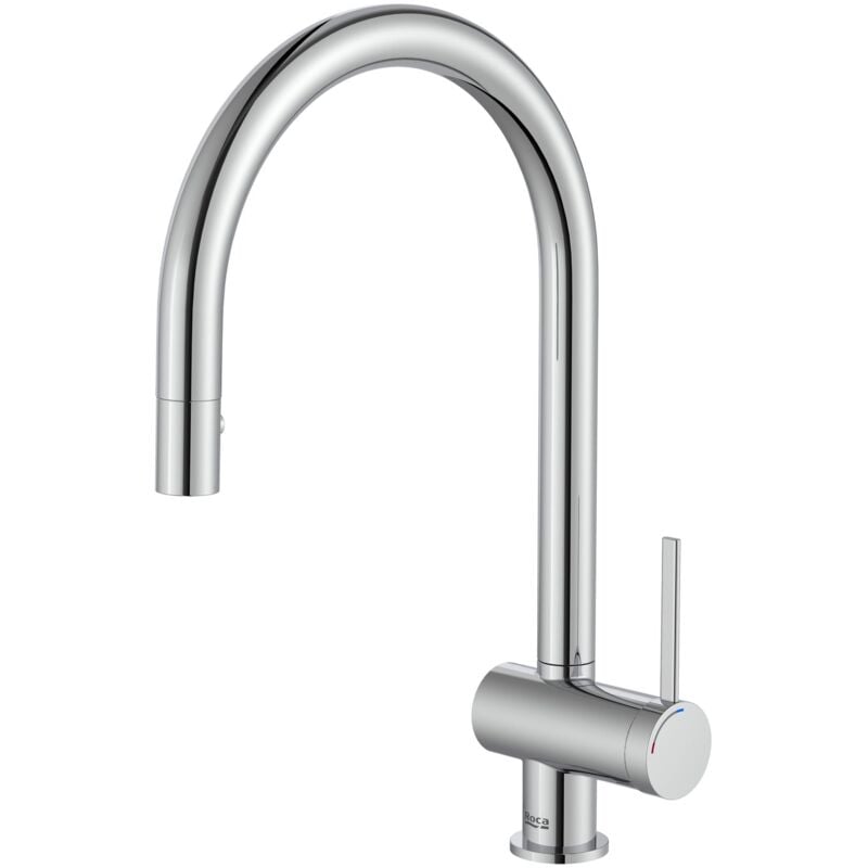 Roca - A5A811FC00 ona Grifo Monomando Cocina con Caño Extraíble Giratorio y Función Ducha para Aclarado Cromo - ref: A5A811FC00