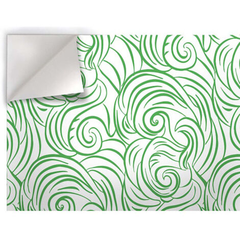 ONDE RICCE - Film imprimé adhésif en PVC finition mate - Couleur : Verde - Dimension : 100x300 cm
