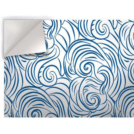 ONDE RICCE - Film imprimé adhésif en PVC finition mate - Dimension : 100x500 cm - Couleur : Celeste