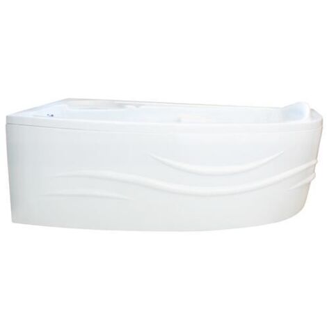 Ondee – Baignoire d'angle 135x135cm – ABS et acryl renforcé 3mm – Picots antidérapants – Accoudoirs et appui tête intégrés – Blanc