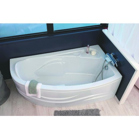 Ondee – Baignoire d'angle 160x90 cm – Acrylique renforcé 3mm – Picots antidérapants pour sécurité – Accoudoirs préformés confortables - 160x90cmD