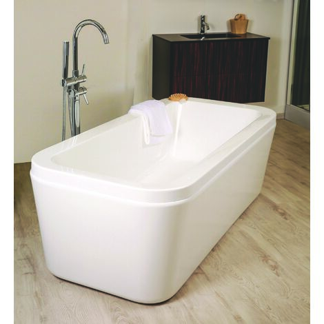 Ondee – Baignoire îlot 170x80cm – Acrylique renforcé 3,2mm – Fond antidérapant – Vidage à câble complet laiton – Contenance 300L