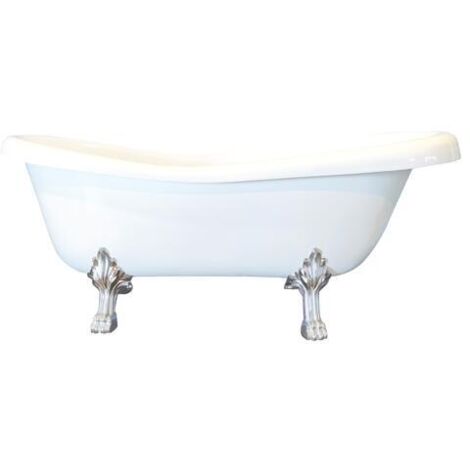 Ondee – Baignoire îlot patte de lion 170x75x74 cm – Acrylique renforcé 12mm – Contenance 110L – Pieds en laiton chromé - L170xP75xH74
