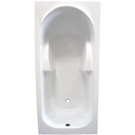 Ondee – Baignoire rectangulaire 140x70cm – Acrylique renforcé 3mm – 4 pieds réglables – Espace douche sécurisé avec picots antidérapants