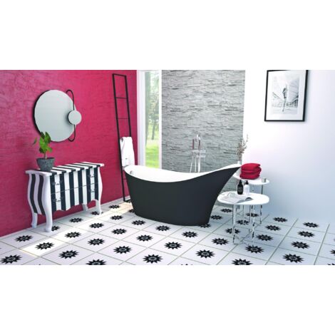 ONDEE - Bañera LALIE - Bañera isla 180x80cm - Acryl. reforzado 3mm - Negro/Blanco