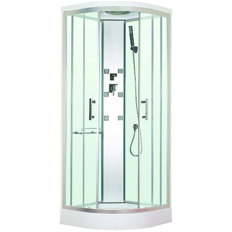 ONDEE - Cabina de ducha hidromasaje MERIDA - En kit - cuarto de círculo 80cm